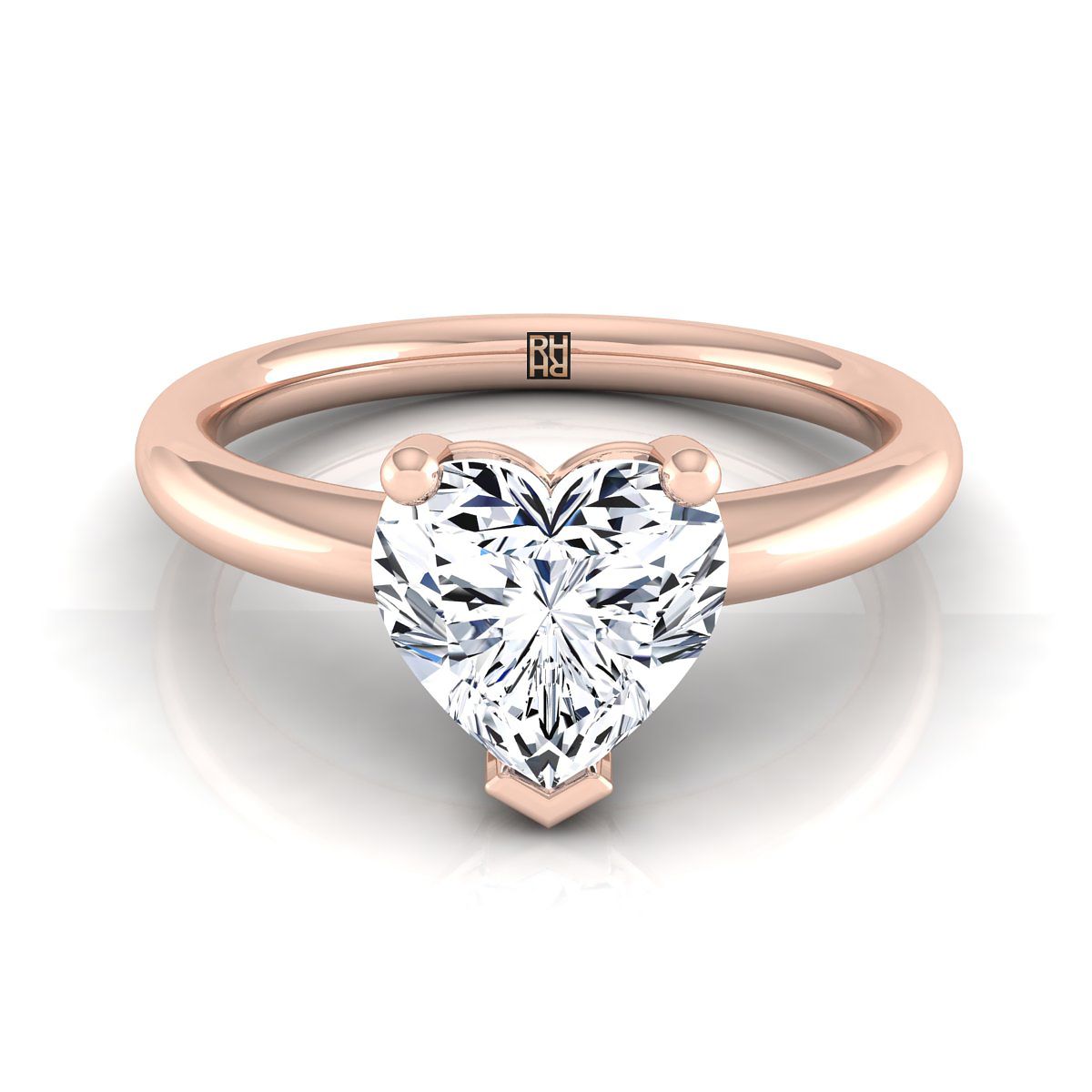 ตัวเรือนแหวนหมั้น Tori ทรงหัวใจ ฝังหนาม ทองคำชมพู 14K จาก RockHer