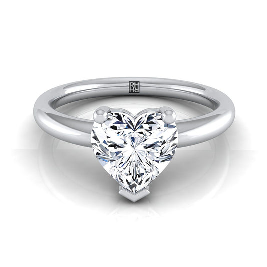 Rounded Comfort Fit Solitaire Heart Shape, in Platinum, prong setting | RockHer