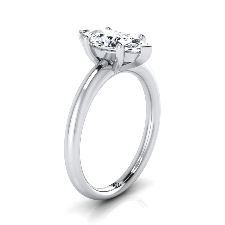Rounded Comfort Fit Solitaire Marquise, in Platinum, prong setting – side profile | RockHer