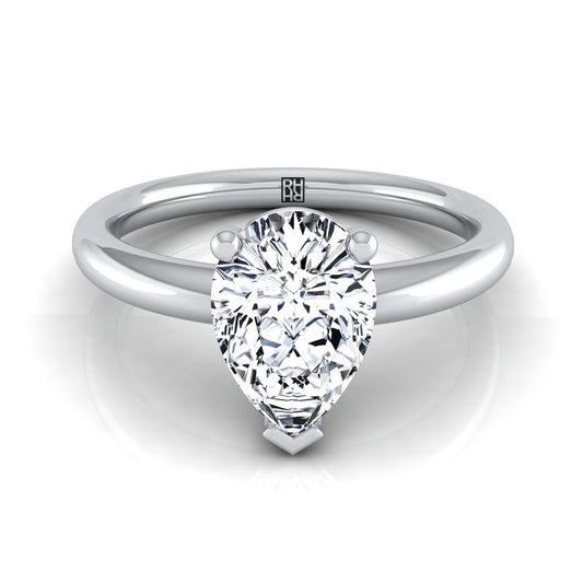 Rounded Comfort Fit Solitaire Pear Shape, in Platinum, prong setting | RockHer