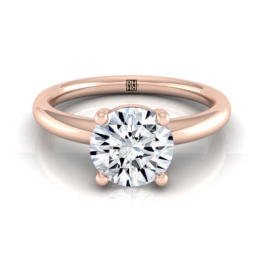 Round Brilliant, Rounded Comfort Fit Solitaire, in 14K Rose Gold, prong setting | RockHer