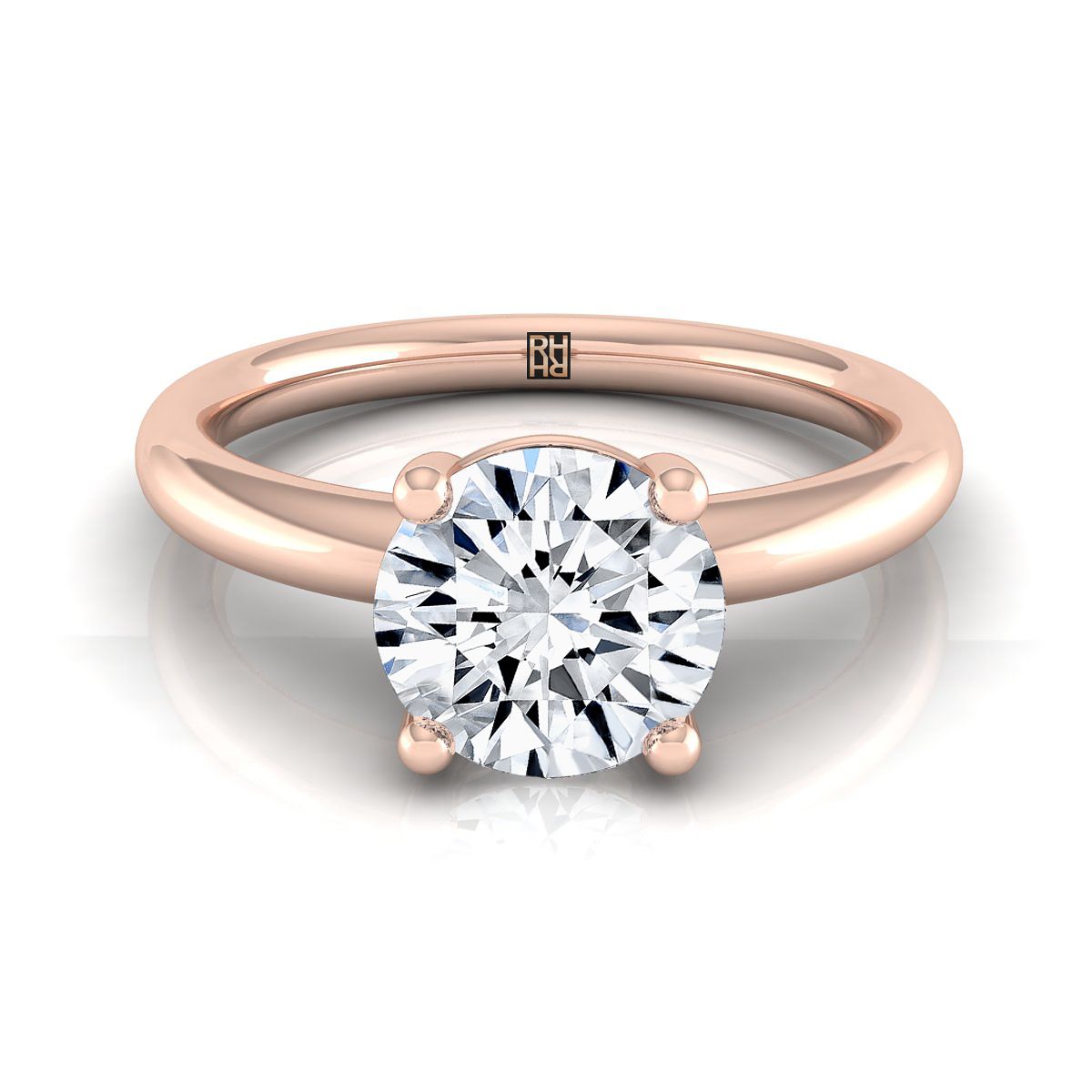 14K Rose Gold Round Brilliant Rounded Comfort Fit Solitaire Engagement Ring
