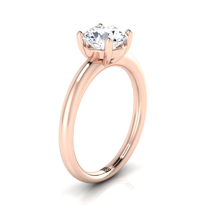 Round Brilliant, Rounded Comfort Fit Solitaire, in 14K Rose Gold, prong setting – side profile | RockHer