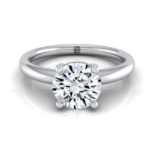 Round Brilliant, Rounded Comfort Fit Solitaire, in Platinum, prong setting | RockHer