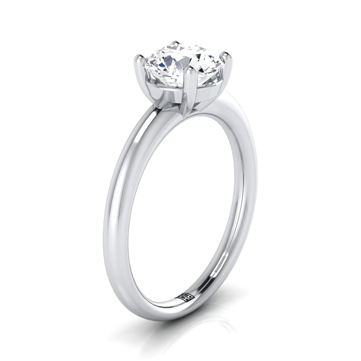 Round Brilliant, Rounded Comfort Fit Solitaire, in Platinum, prong setting – side profile | RockHer