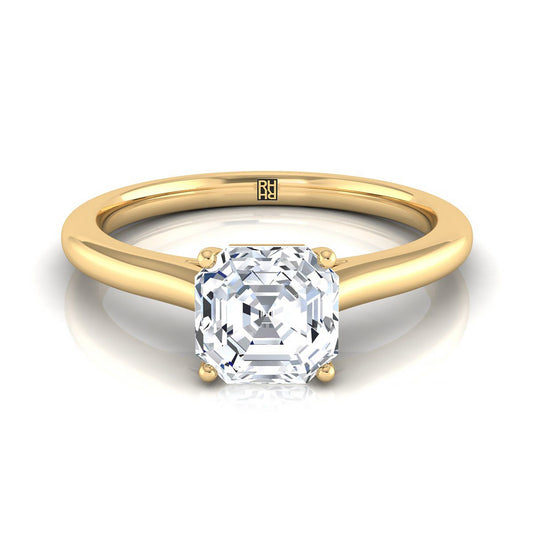 Pinched Cathedral Solitaire Asscher, in 18K Yellow Gold, prong setting | RockHer