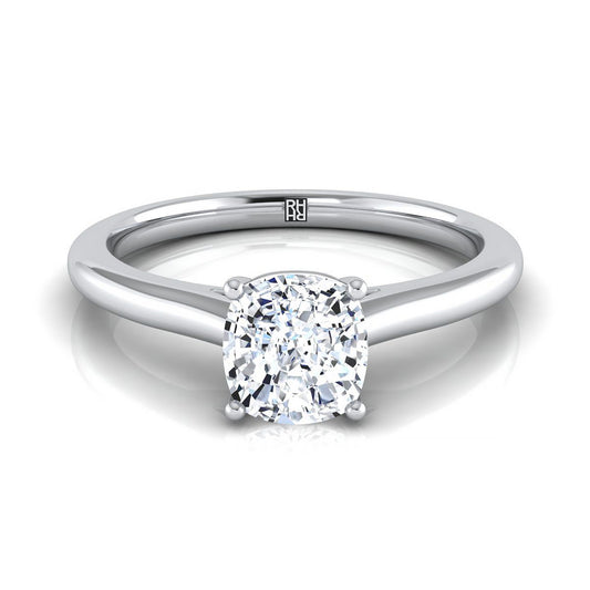 Pinched Cathedral Solitaire Cushion, in Platinum, prong setting | RockHer