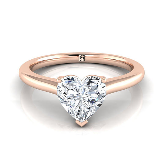 Pinched Cathedral Solitaire Heart Shape, in 14K Rose Gold, prong setting | RockHer