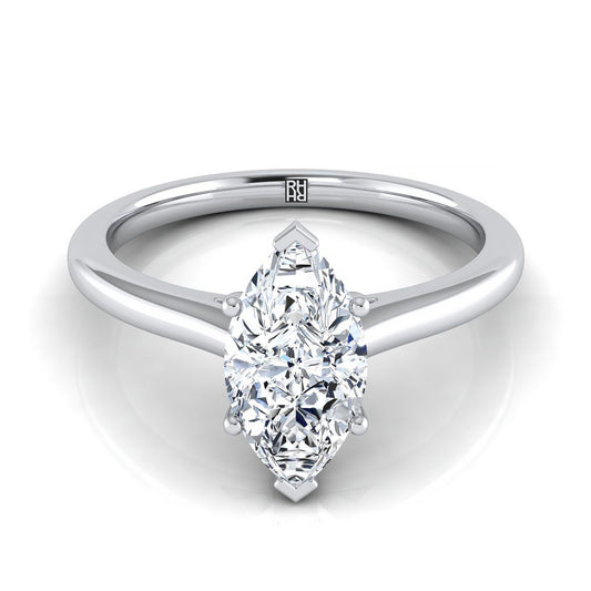 Pinched Cathedral Solitaire Marquise, in Platinum, prong setting | RockHer