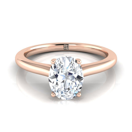 Pinched Cathedral Solitaire Oval, in 14K Rose Gold, prong setting | RockHer
