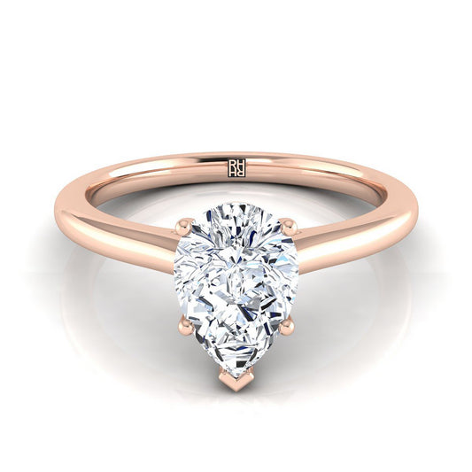 Pinched Cathedral Solitaire Pear Shape, in 14K Rose Gold, prong setting | RockHer