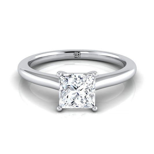 Pinched Cathedral Solitaire Princess, in 18K White Gold, prong setting | RockHer