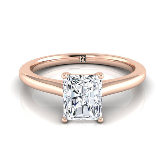 Pinched Cathedral Solitaire Radiant, in 14K Rose Gold, prong setting | RockHer