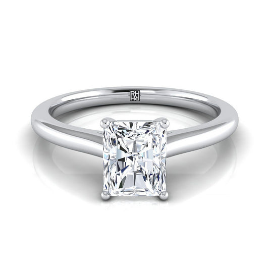 Pinched Cathedral Solitaire Radiant, in Platinum, prong setting | RockHer