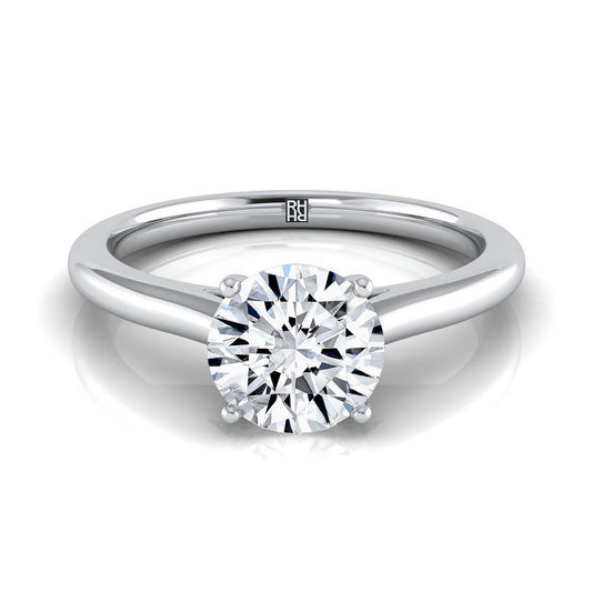 Round Brilliant, Pinched Cathedral Solitaire, in 18K White Gold, prong setting | RockHer