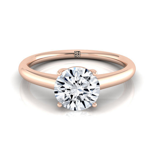 Round Brilliant, Contemporary Comfort Fit Flat Shank Solitaire, in 14K Rose Gold, prong setting | RockHer