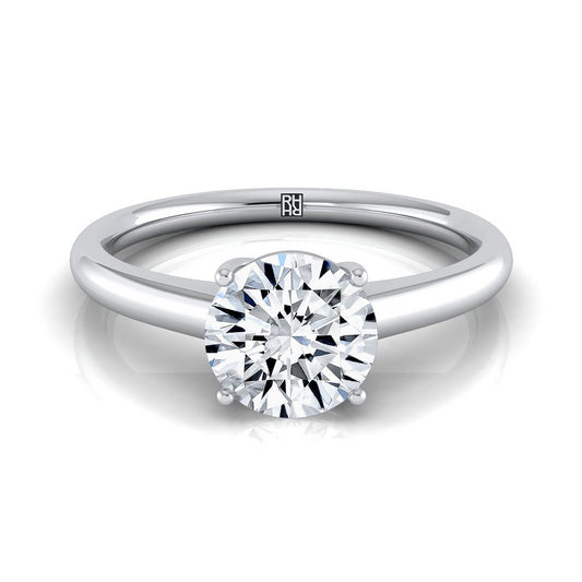 Round Brilliant, Contemporary Comfort Fit Flat Shank Solitaire, in Platinum, prong setting | RockHer