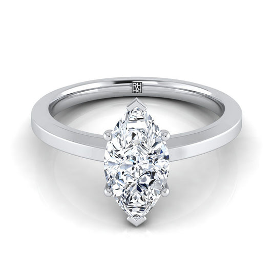 Beveled Edge Comfort Fit Solitaire Marquise, in Platinum, prong setting | RockHer