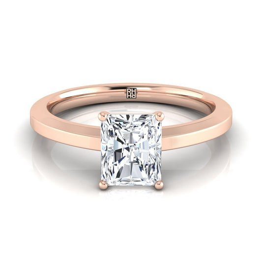 Beveled Edge Comfort Fit Solitaire Radiant, in 14K Rose Gold, prong setting | RockHer
