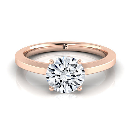 Round Brilliant, Beveled Edge Comfort Fit Solitaire, in 14K Rose Gold, prong setting | RockHer