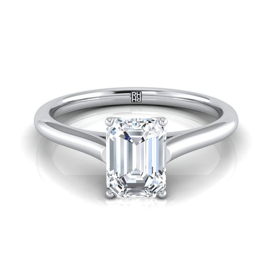 European Cut, Cathedral Comfort Fit Solitaire Emerald, in Platinum, prong setting | RockHer