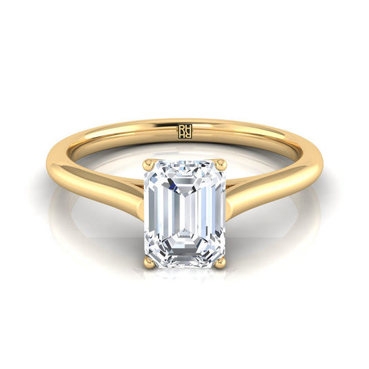 European Cut, Cathedral Comfort Fit Solitaire Emerald, in 18K Yellow Gold, prong setting | RockHer