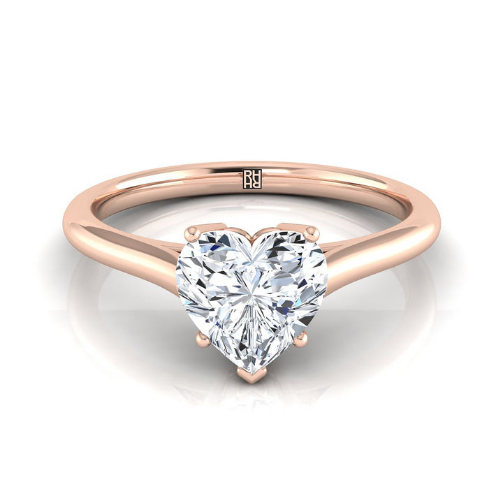ตัวเรือนแหวนหมั้น Ellie ทรงหัวใจ ฝังหนาม ทองคำชมพู 14K จาก RockHer