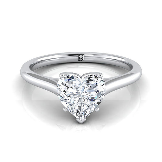 Cathedral Comfort Fit Solitaire Heart Shape, in Platinum, prong setting | RockHer