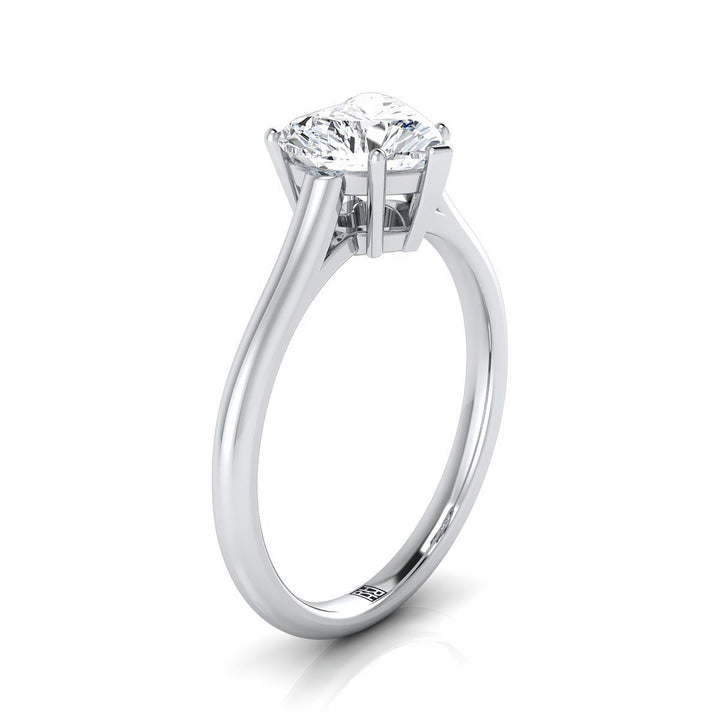 Cathedral Comfort Fit Solitaire Heart Shape, in Platinum, prong setting – side profile | RockHer