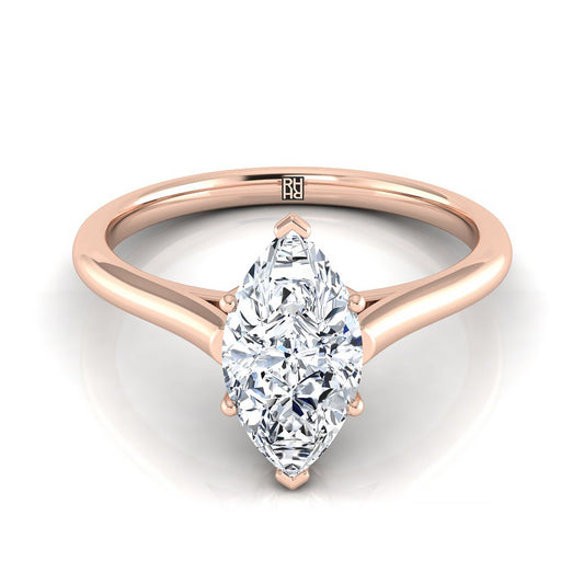Cathedral Comfort Fit Solitaire Marquise, in 14K Rose Gold, prong setting | RockHer