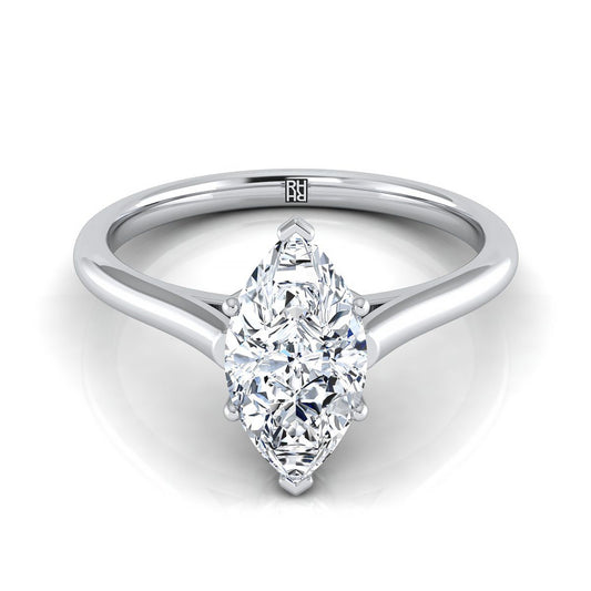Cathedral Comfort Fit Solitaire Marquise, in 18K White Gold, prong setting | RockHer