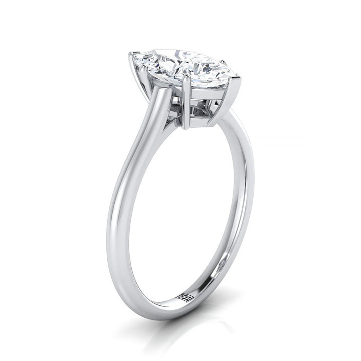 Cathedral Comfort Fit Solitaire Marquise, in 18K White Gold, prong setting – side profile | RockHer