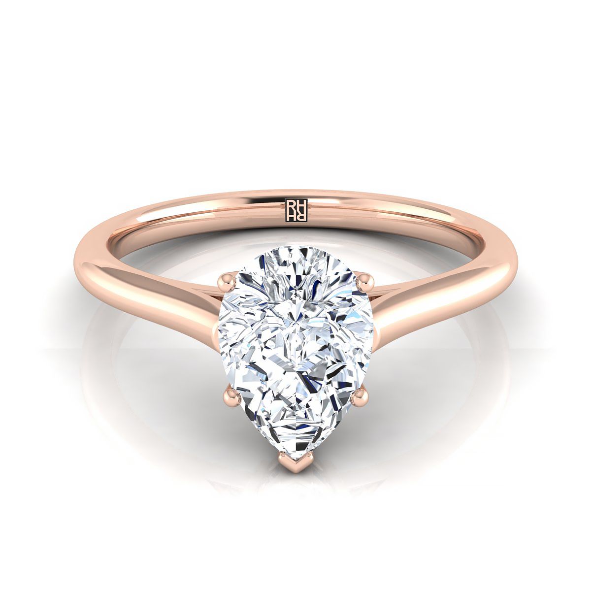 ตัวเรือนแหวนหมั้น Ellie ทรงหยดน้ำ ฝังหนาม ทองคำชมพู 14K จาก RockHer