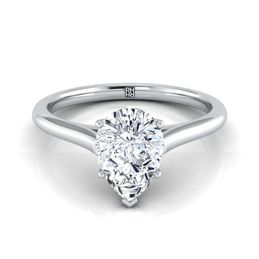 Cathedral Comfort Fit Solitaire Pear Shape, in Platinum, prong setting | RockHer