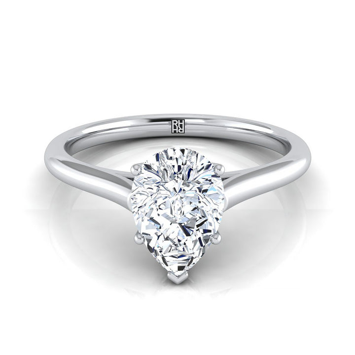 ตัวเรือนแหวนหมั้น Ellie ทรงหยดน้ำ ฝังหนาม ทองคำขาว 18K จาก RockHer