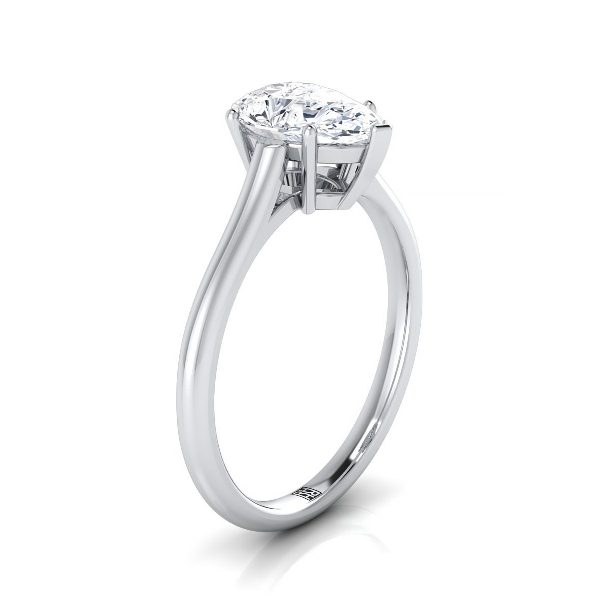 ตัวเรือนแหวนหมั้น Ellie ทรงหยดน้ำ ฝังหนาม ทองคำขาว 18K จาก RockHer
