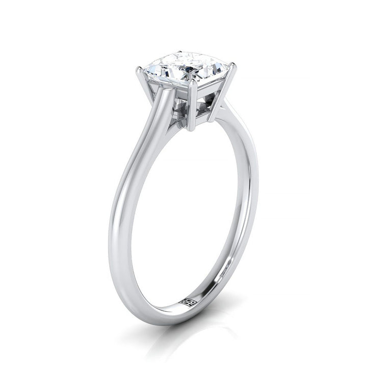 Cathedral Comfort Fit Solitaire Princess, in Platinum, prong setting – side profile | RockHer