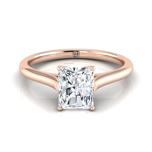 Cathedral Comfort Fit Solitaire Radiant, in 14K Rose Gold, prong setting | RockHer