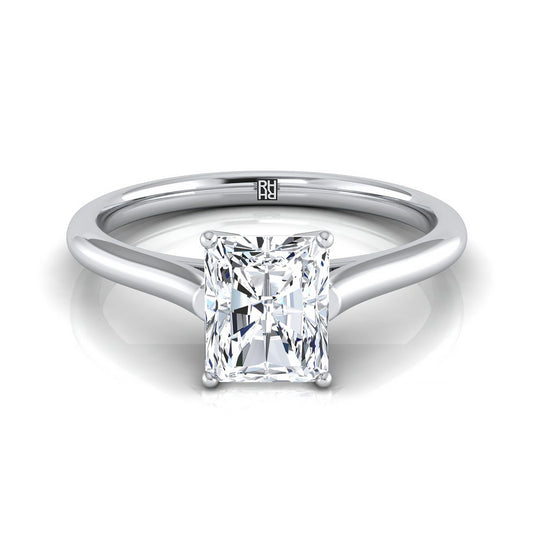 Cathedral Comfort Fit Solitaire Radiant, in 18K White Gold, prong setting | RockHer