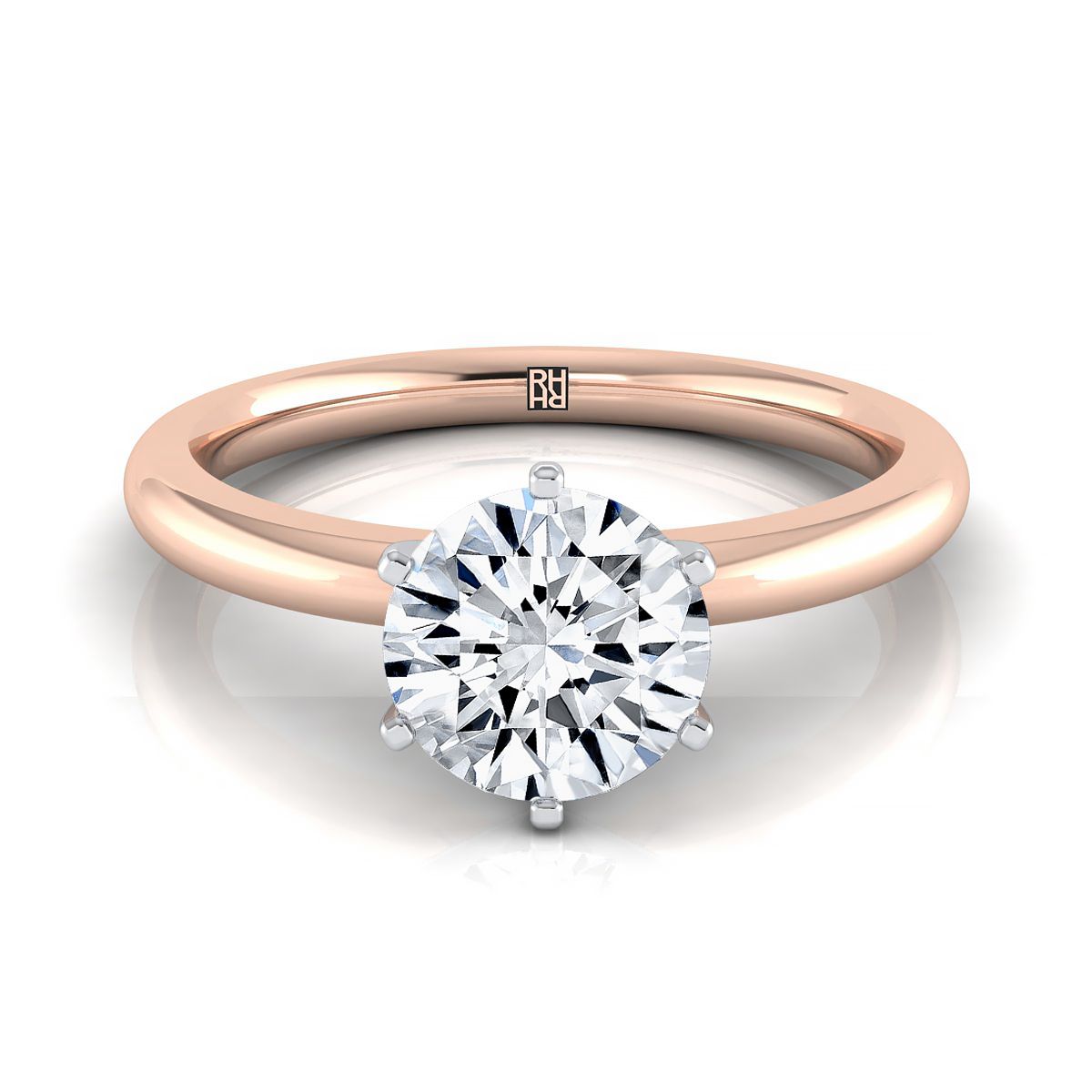 ตัวเรือนแหวนหมั้น Elettra ทรงกลม ฝังหนาม ทองคำชมพู 14K จาก RockHer