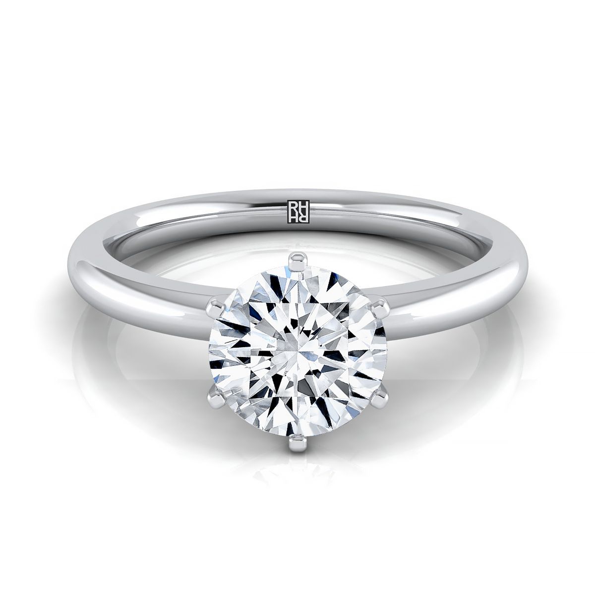 Round Brilliant, Timeless Comfort Fit Six Prong Solitaire, in Platinum | RockHer