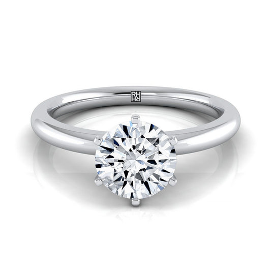 Round Brilliant, Timeless Comfort Fit Six Prong Solitaire, in Platinum | RockHer