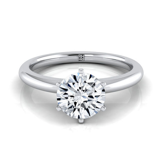 Round Brilliant, Timeless Comfort Fit Rounded Solitaire, in Platinum, prong setting | RockHer