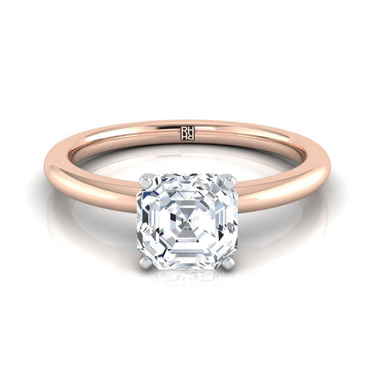 Round Comfort Fit Claw Prong Solitaire Asscher, in 14K Rose Gold | RockHer