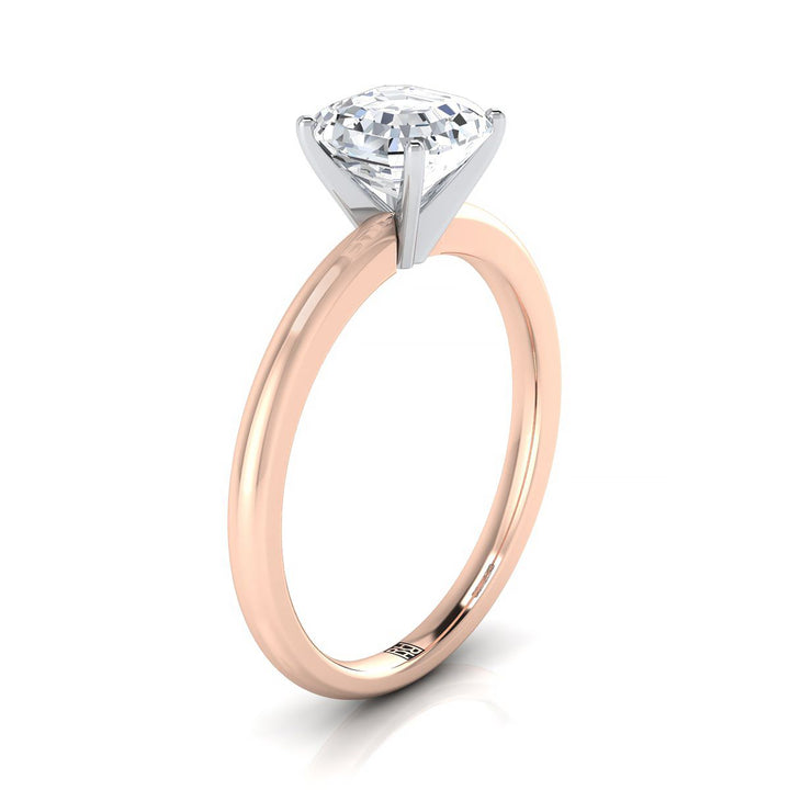 Round Comfort Fit Claw Prong Solitaire Asscher, in 14K Rose Gold – side profile | RockHer