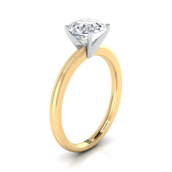 Round Comfort Fit Claw Prong Solitaire Asscher, in 18K Yellow Gold – side profile | RockHer
