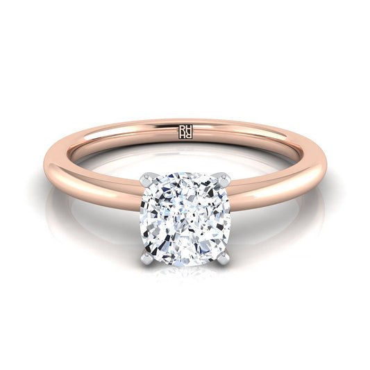 Round Comfort Fit Claw Prong Solitaire Cushion, in 14K Rose Gold | RockHer