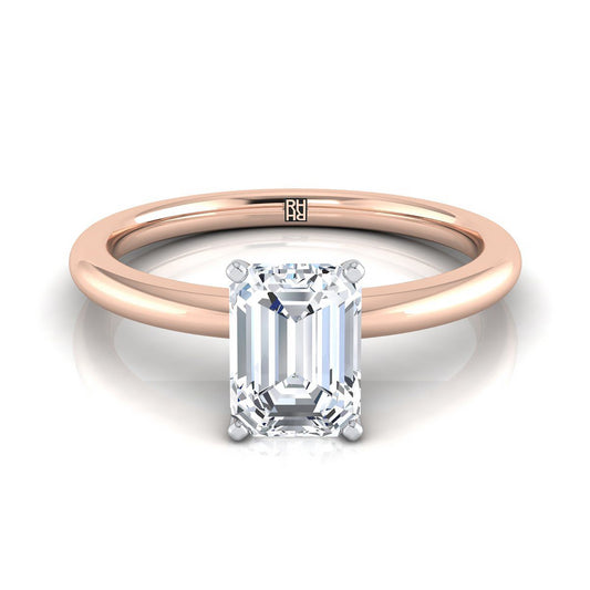 European Cut, Round Comfort Fit Claw Prong Solitaire Emerald, in 14K Rose Gold | RockHer