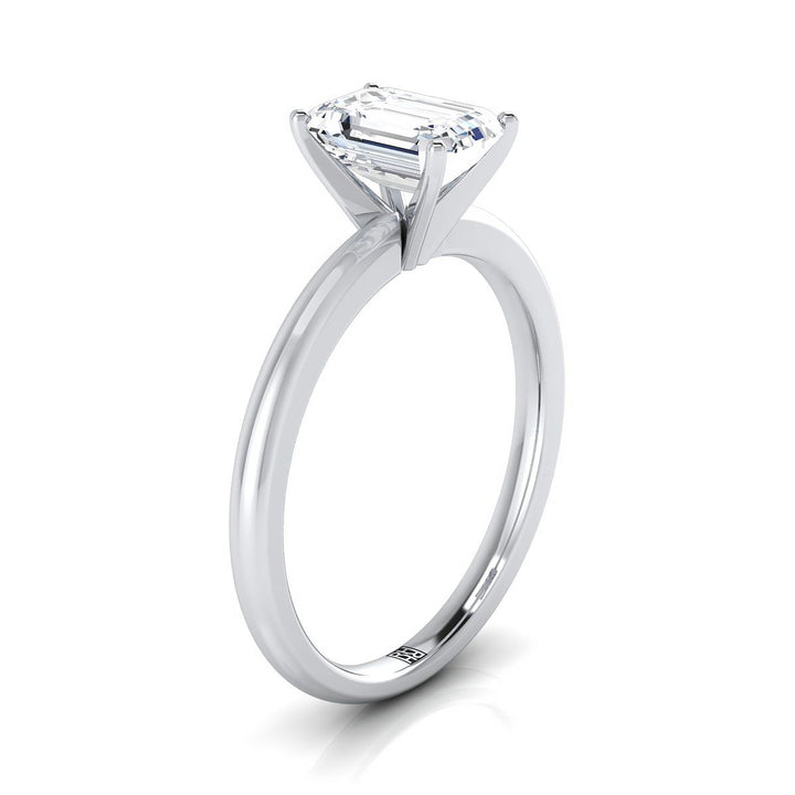 European Cut, Round Comfort Fit Claw Prong Solitaire Emerald, in 18K White Gold – view 9 | RockHer