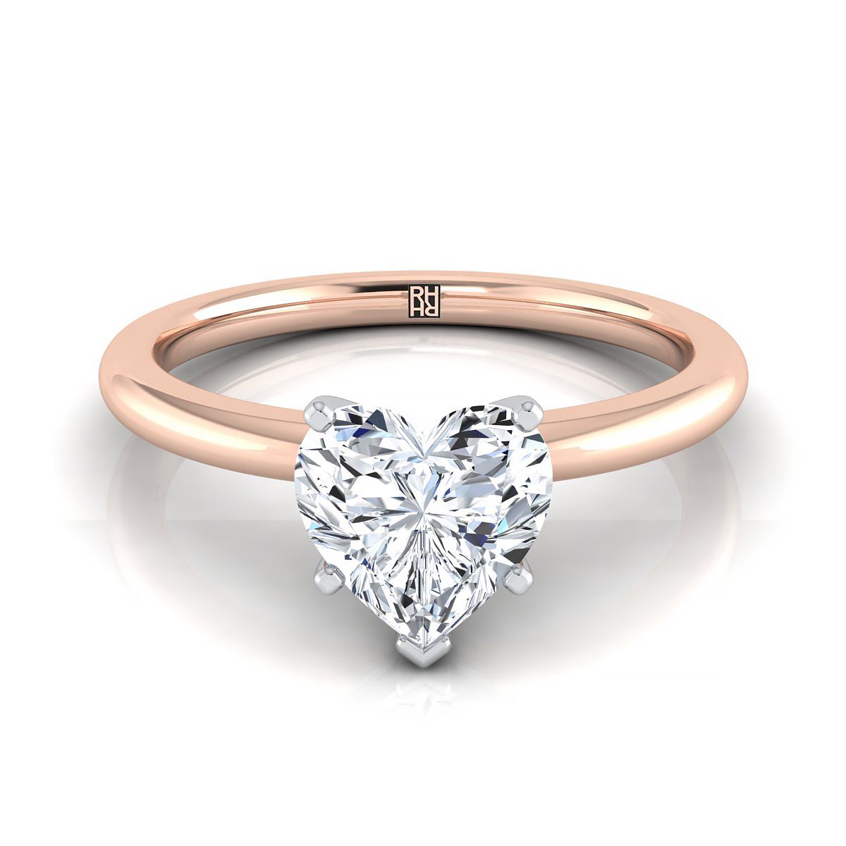 ตัวเรือนแหวนหมั้น Floria ทรงหัวใจ ฝังหนาม ทองคำชมพู 14K จาก RockHer